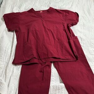 Maroon Scrub Set
